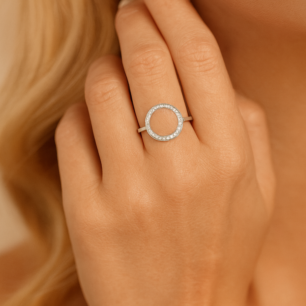 14K White Gold Open Diamond Circle Ring, 0.33ct