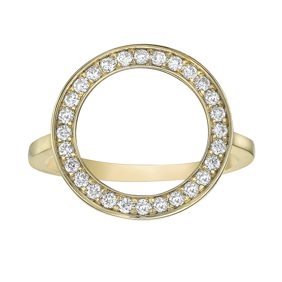 14K Yellow Gold Open Diamond Circle Ring, 0.33ct
