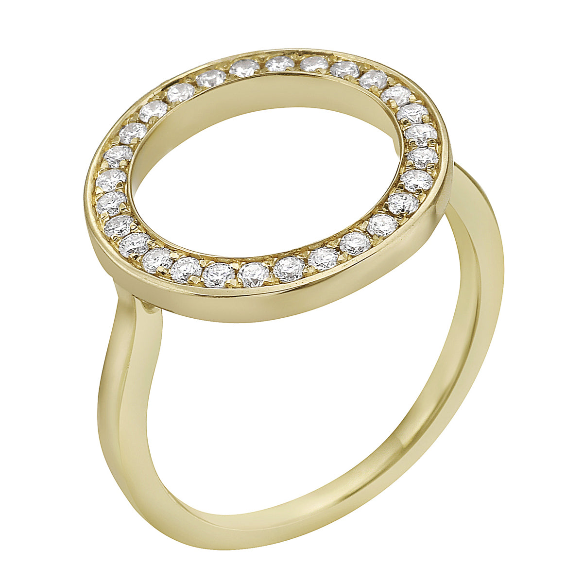 14K Yellow Gold Open Diamond Circle Ring