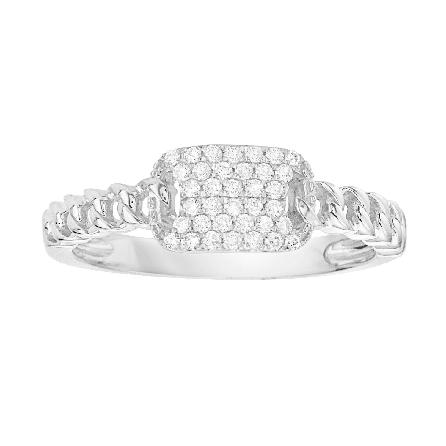 14K White Gold Tag Ring, 0.13ct