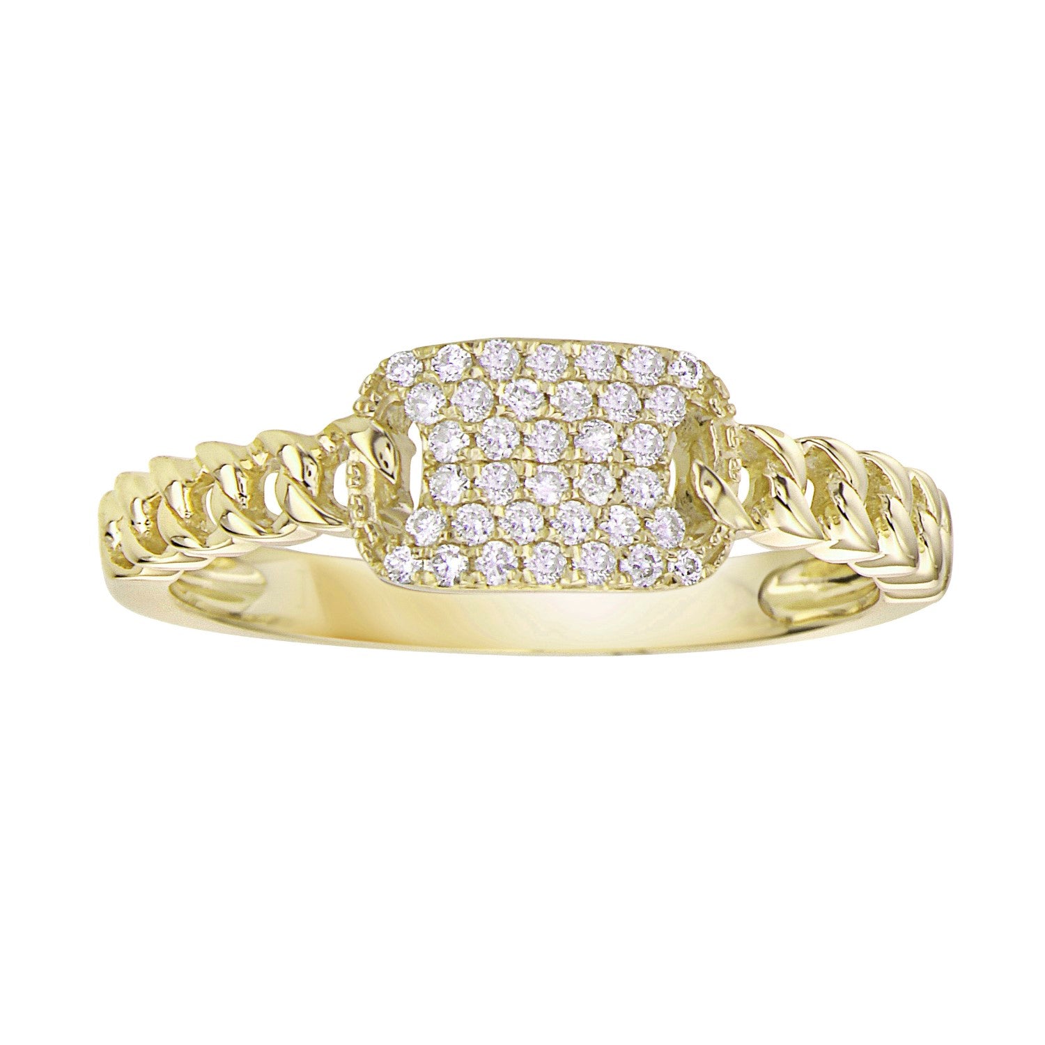 14K Yellow Gold Tag Ring, 0.13ct