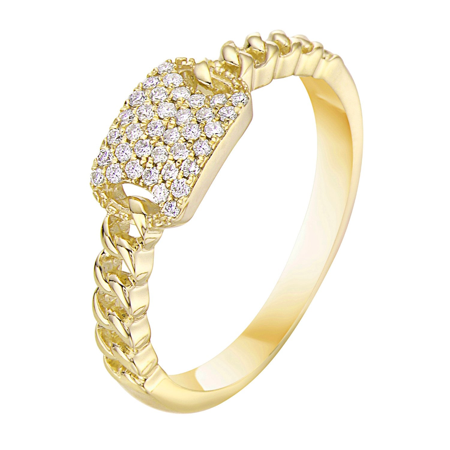 14K Yellow Gold Tag Ring, 0.13ct