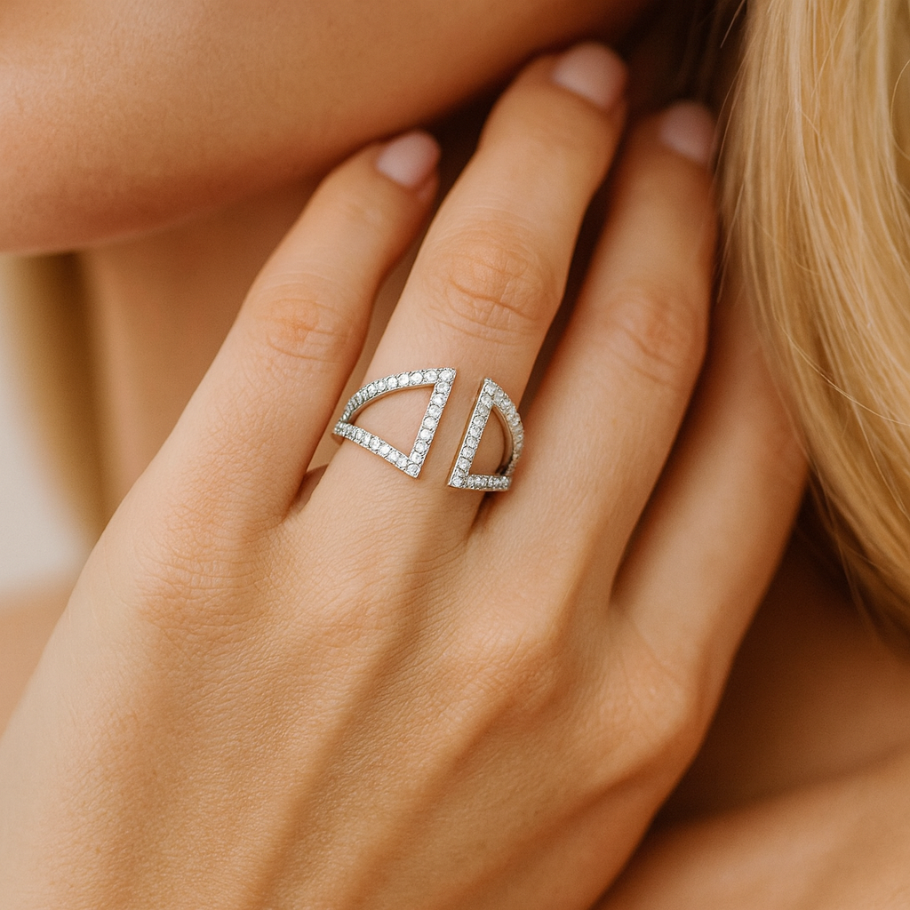 14K White Gold Prism Ring, 0.37ct