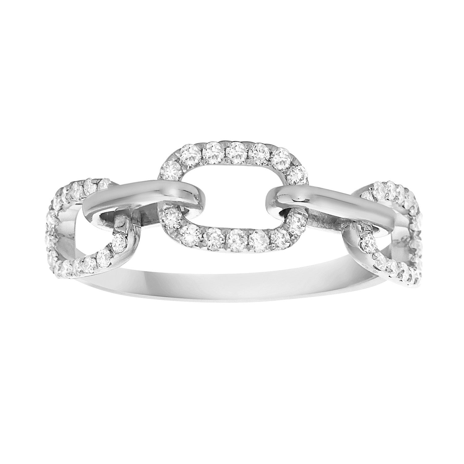 14K White Gold Chain Link Ring, 0.23ct