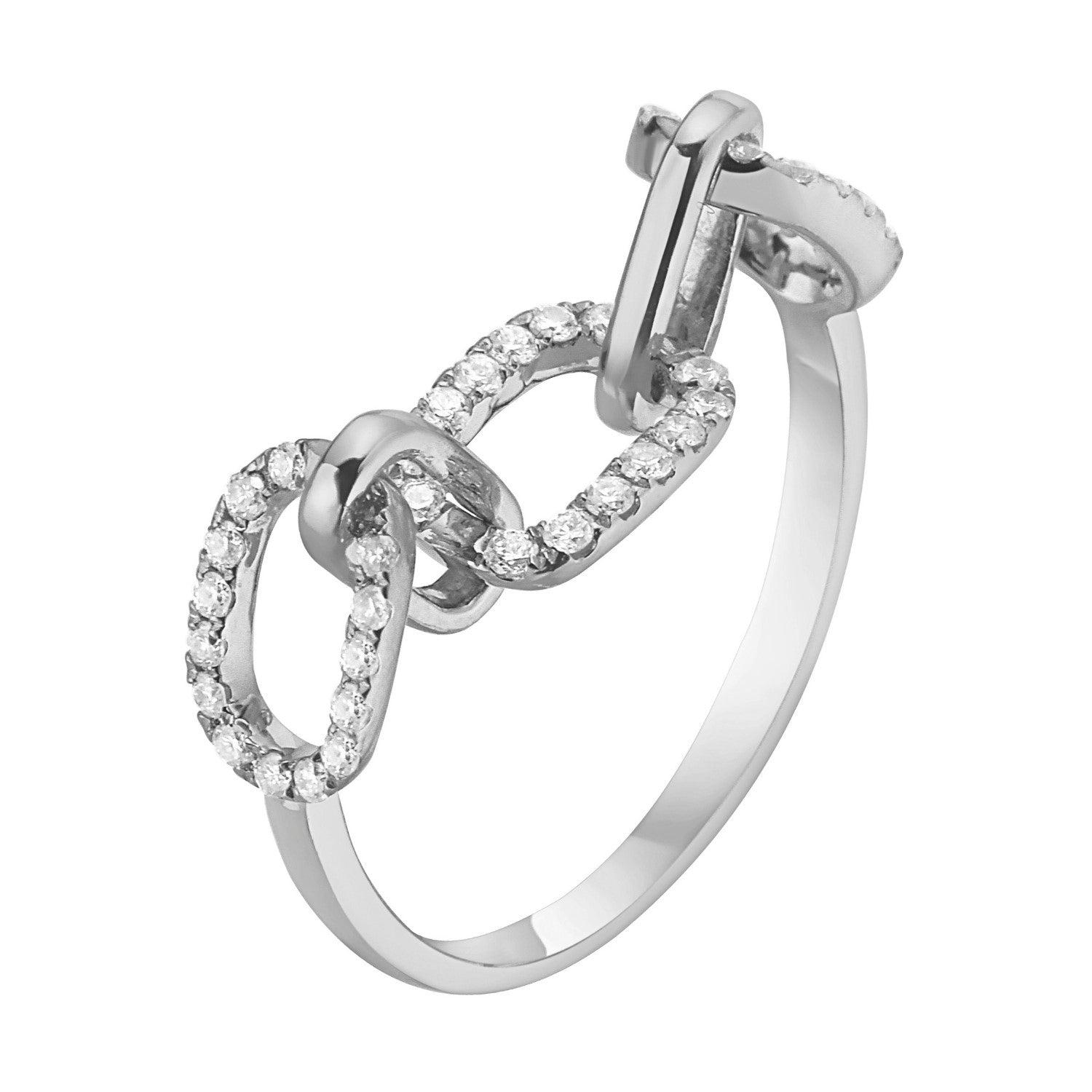 14K White Gold Chain Link Ring, 0.23ct