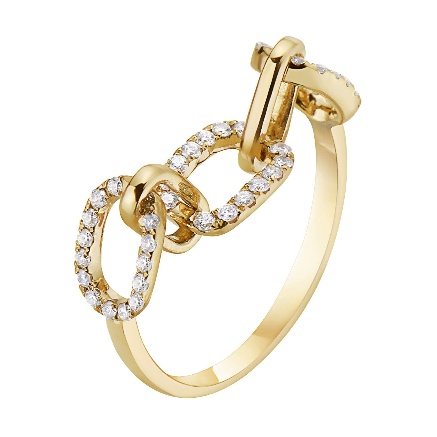14K Yellow Gold Chain Link Ring, 0.23ct