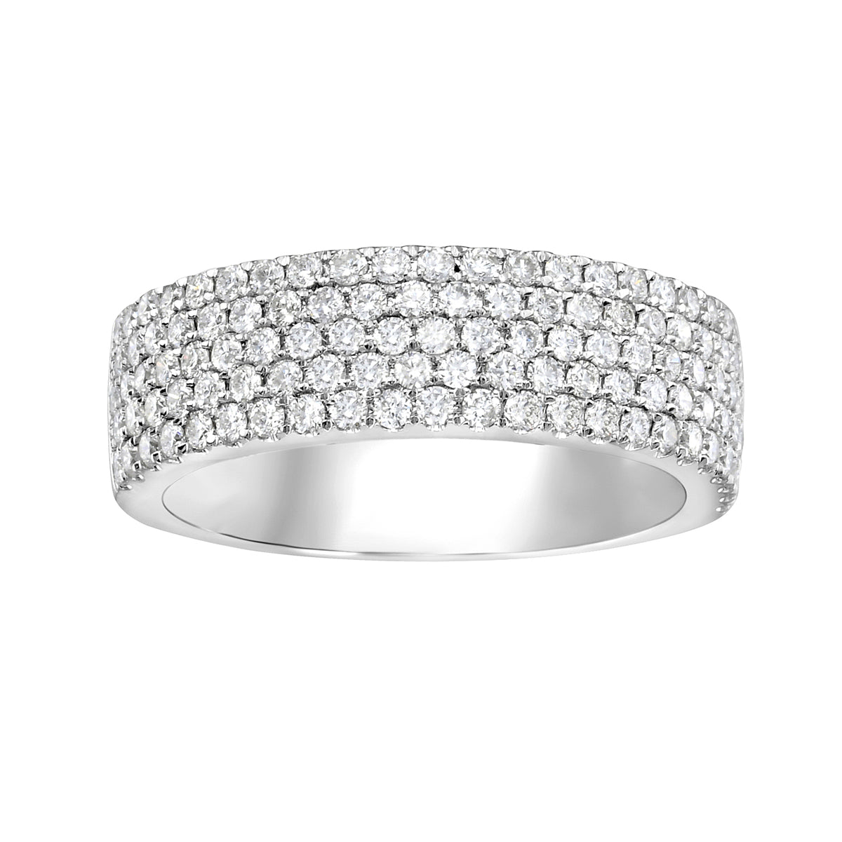 14K White Gold Multi Row Diamond Ring, 0.92ct