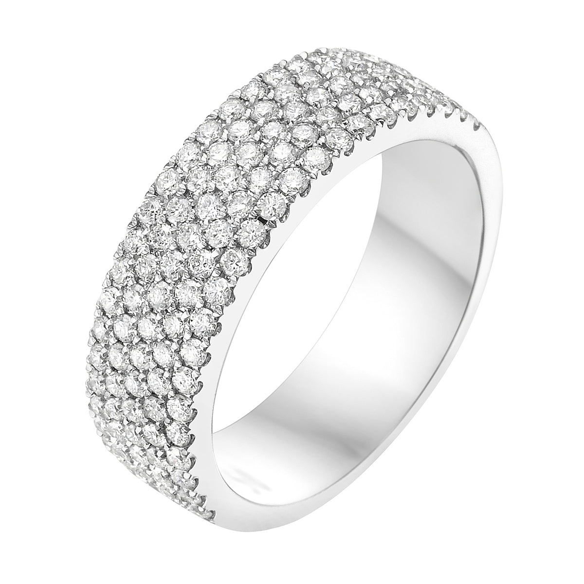14K White Gold Multi Row Diamond Ring, 0.92ct