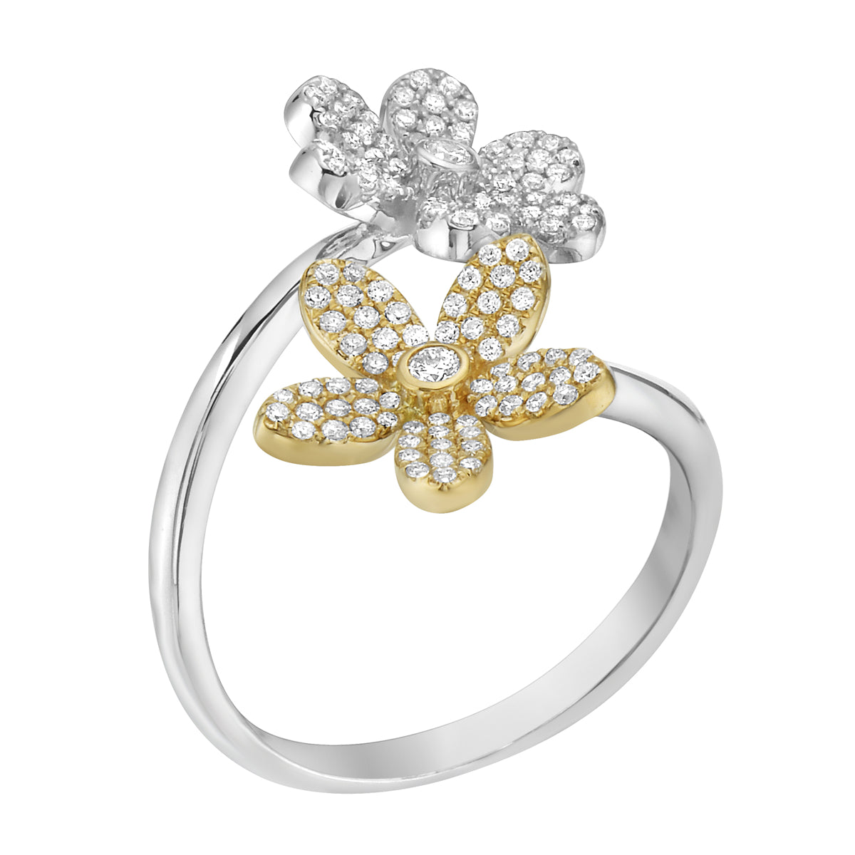 14K White and Yellow Gold Diamond Ring, 0.50ct