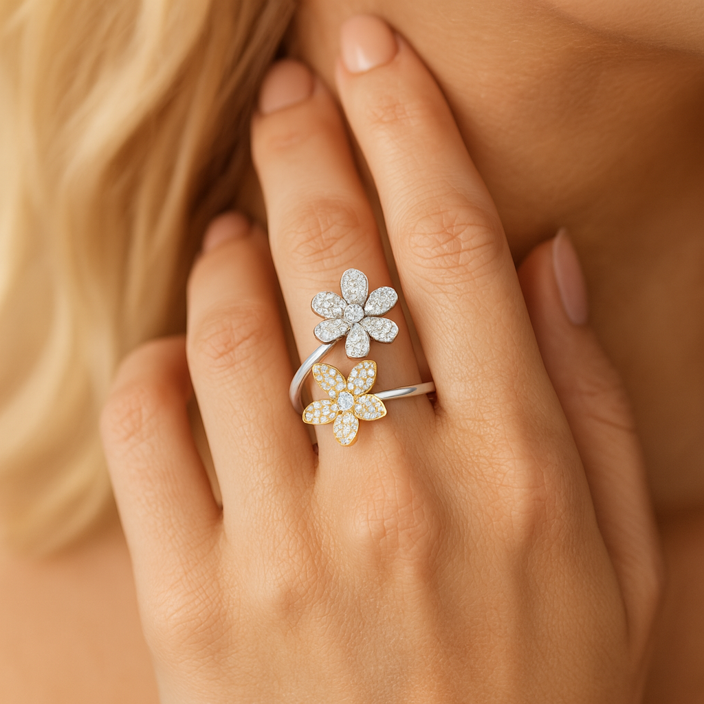 14K White and Yellow Gold Diamond Ring, 0.50ct