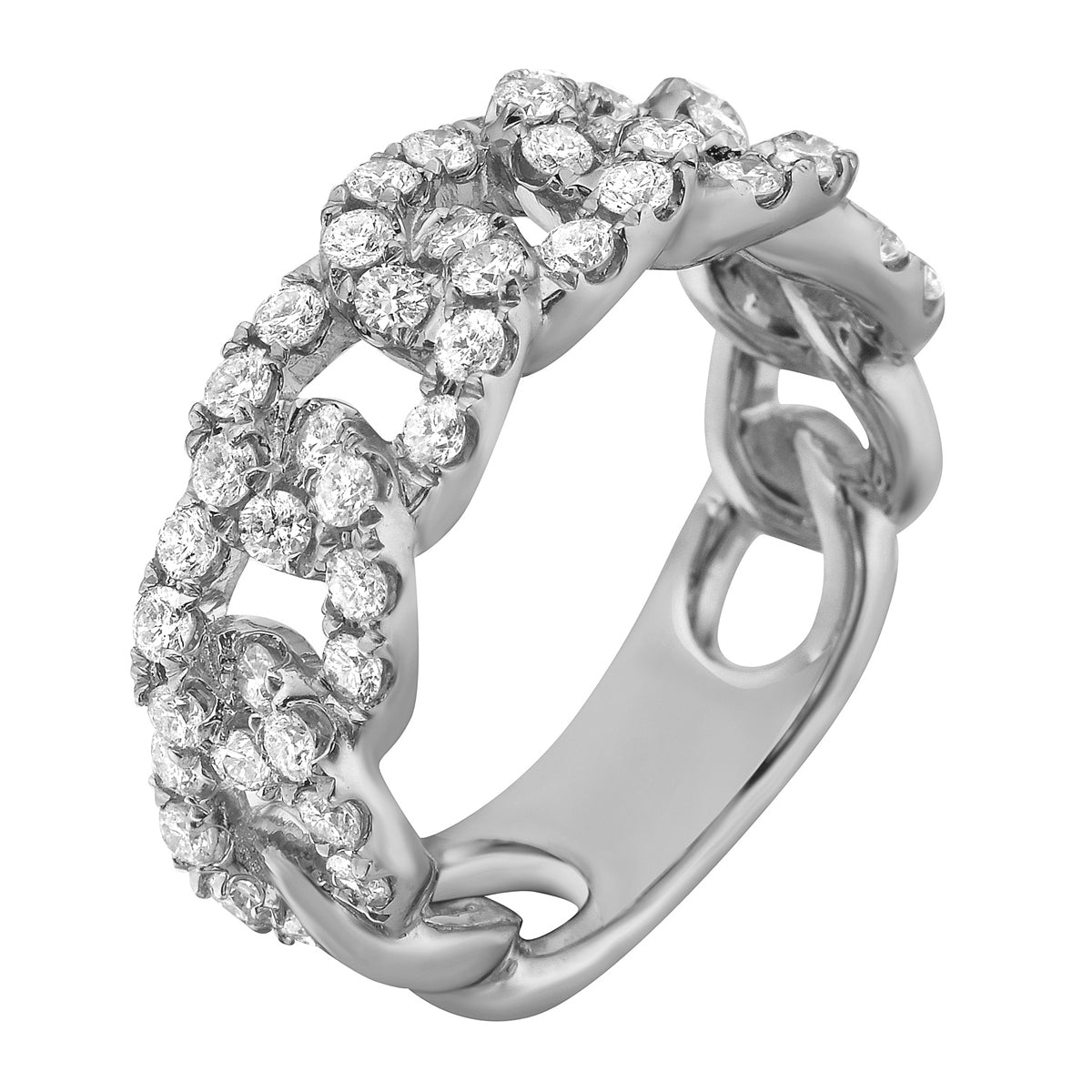 14K White Gold Diamond Link Ring, 1.16ct