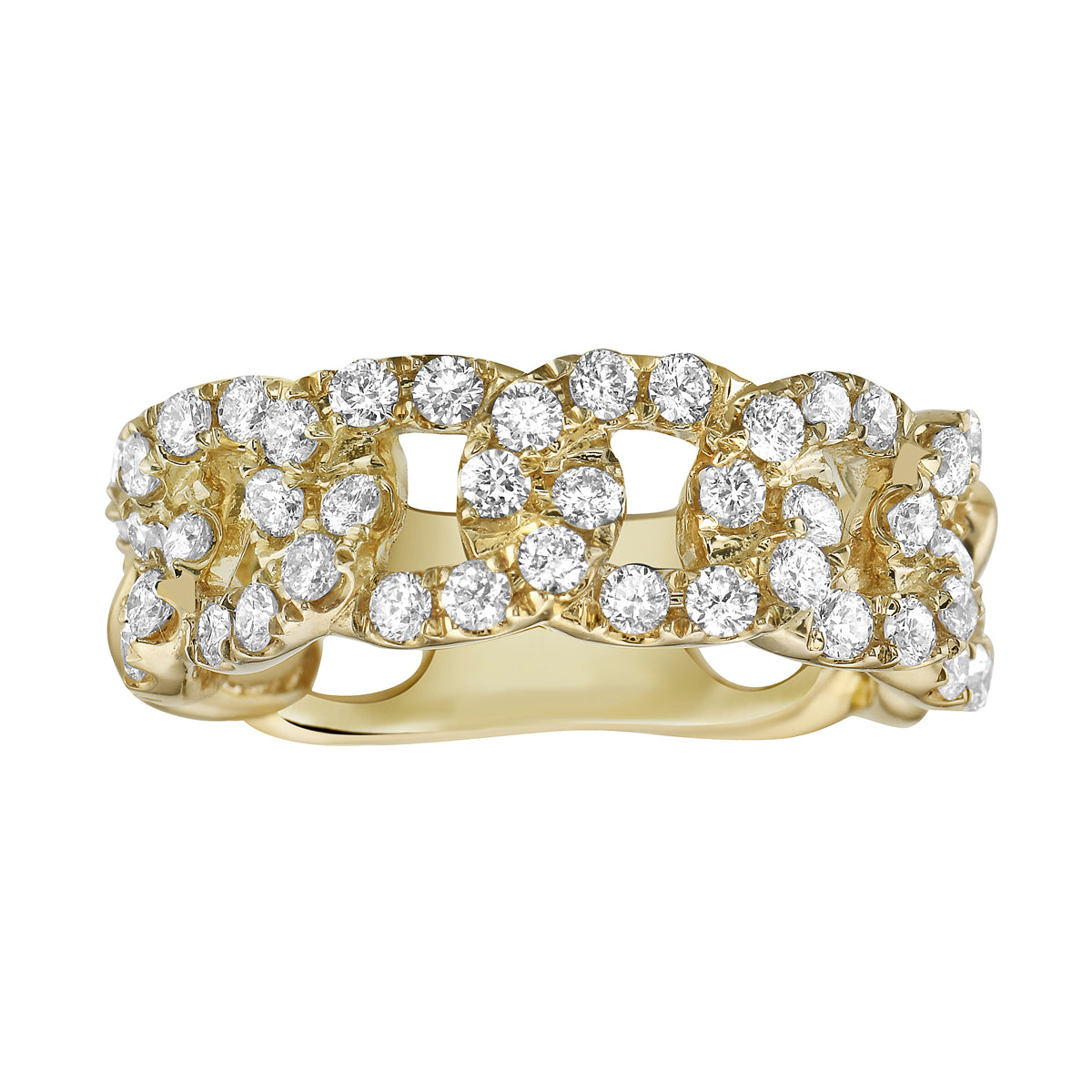 14K Yellow Gold Diamond Link Ring, 1.16ct