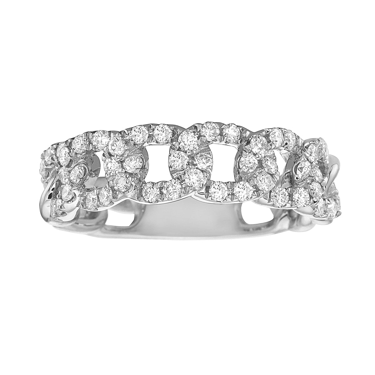 14K White Gold Diamond Link Ring, 0.56ct