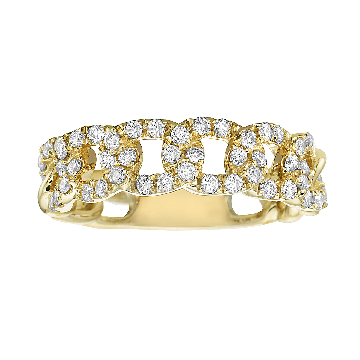 14K Yellow Gold Diamond Link Ring, 0.56ct
