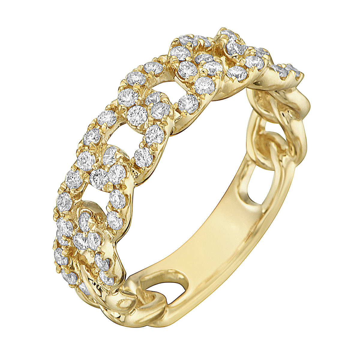 14K Yellow Gold Diamond Link Ring, 0.56ct