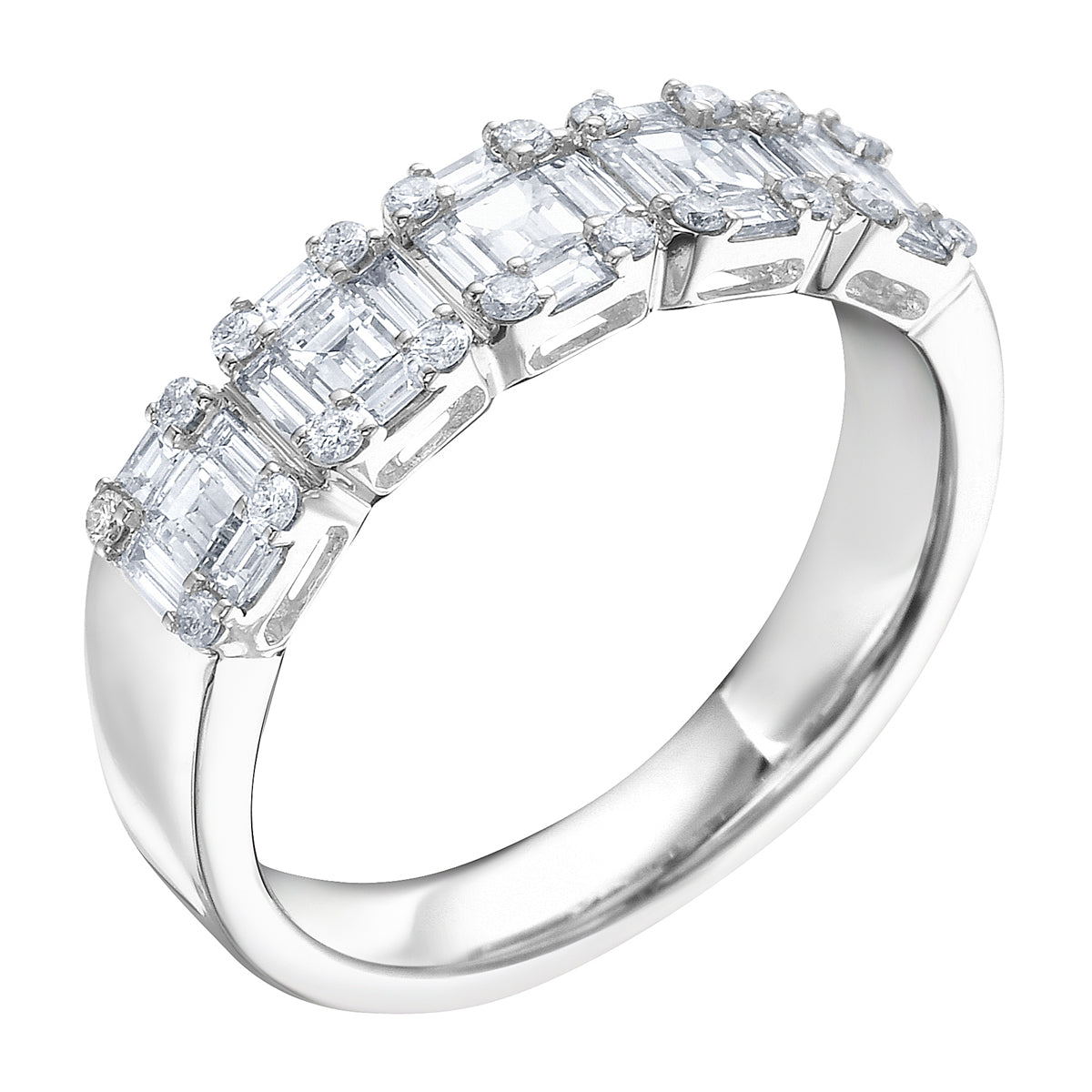 14K White Gold Diamond & Blue Diamond Ring, 0.79ct