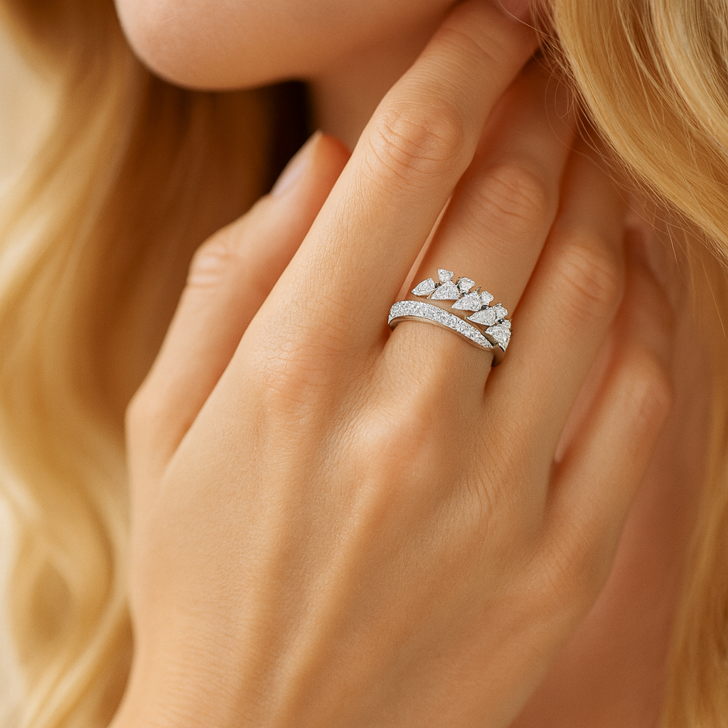 14K White Gold Diamond Ring, 0.65ct