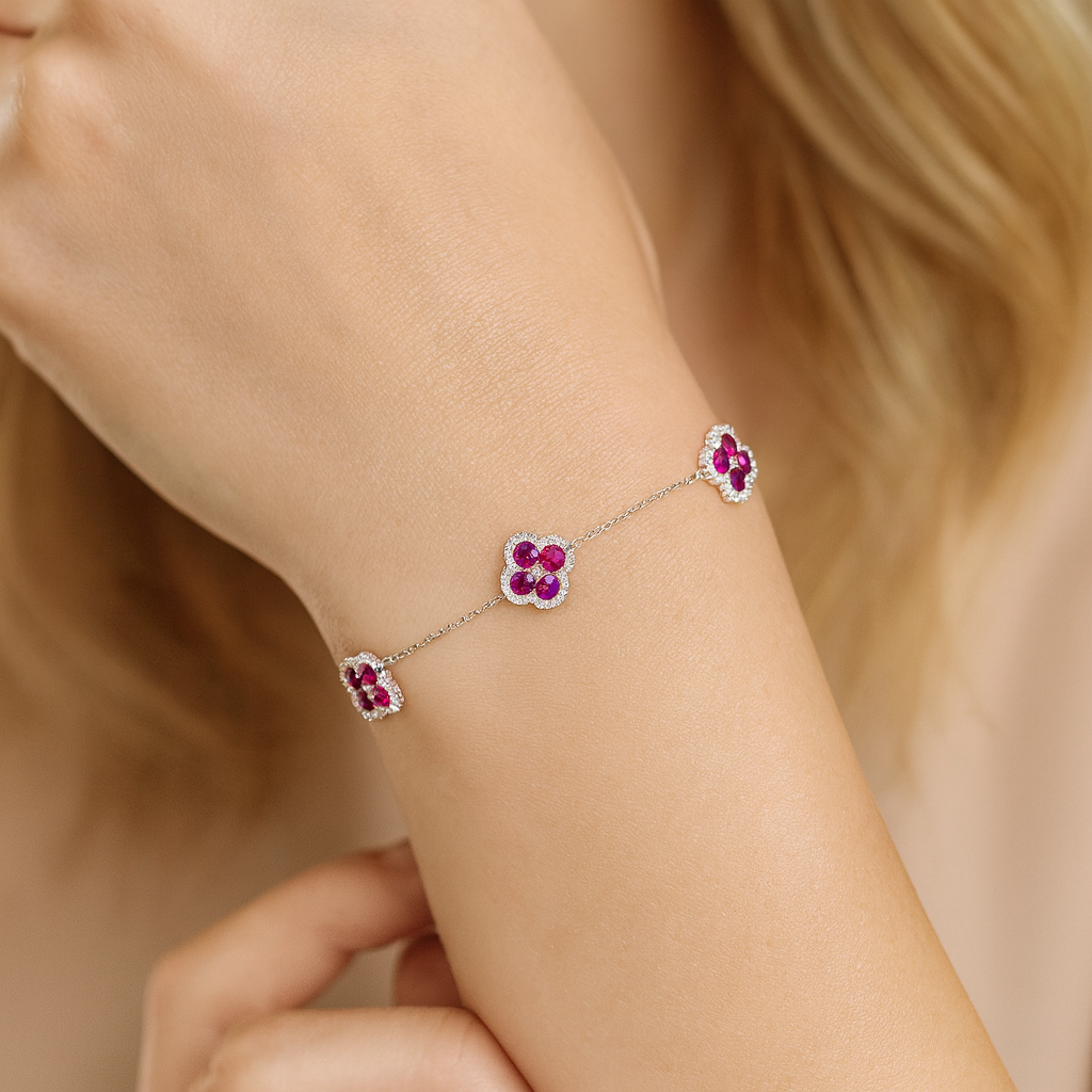 14K White Gold Ruby Bracelet, 0.86ct