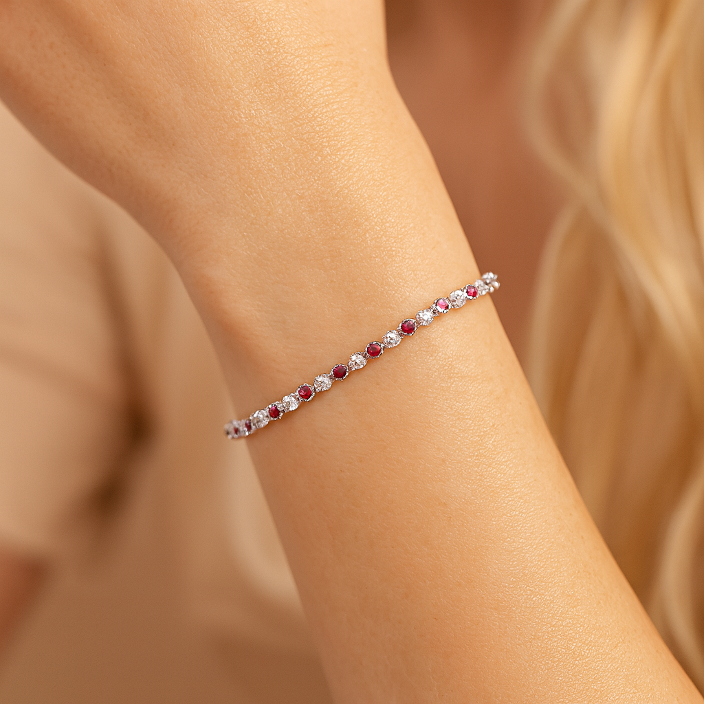 14K White Gold Ruby Bracelet, 1.06ct