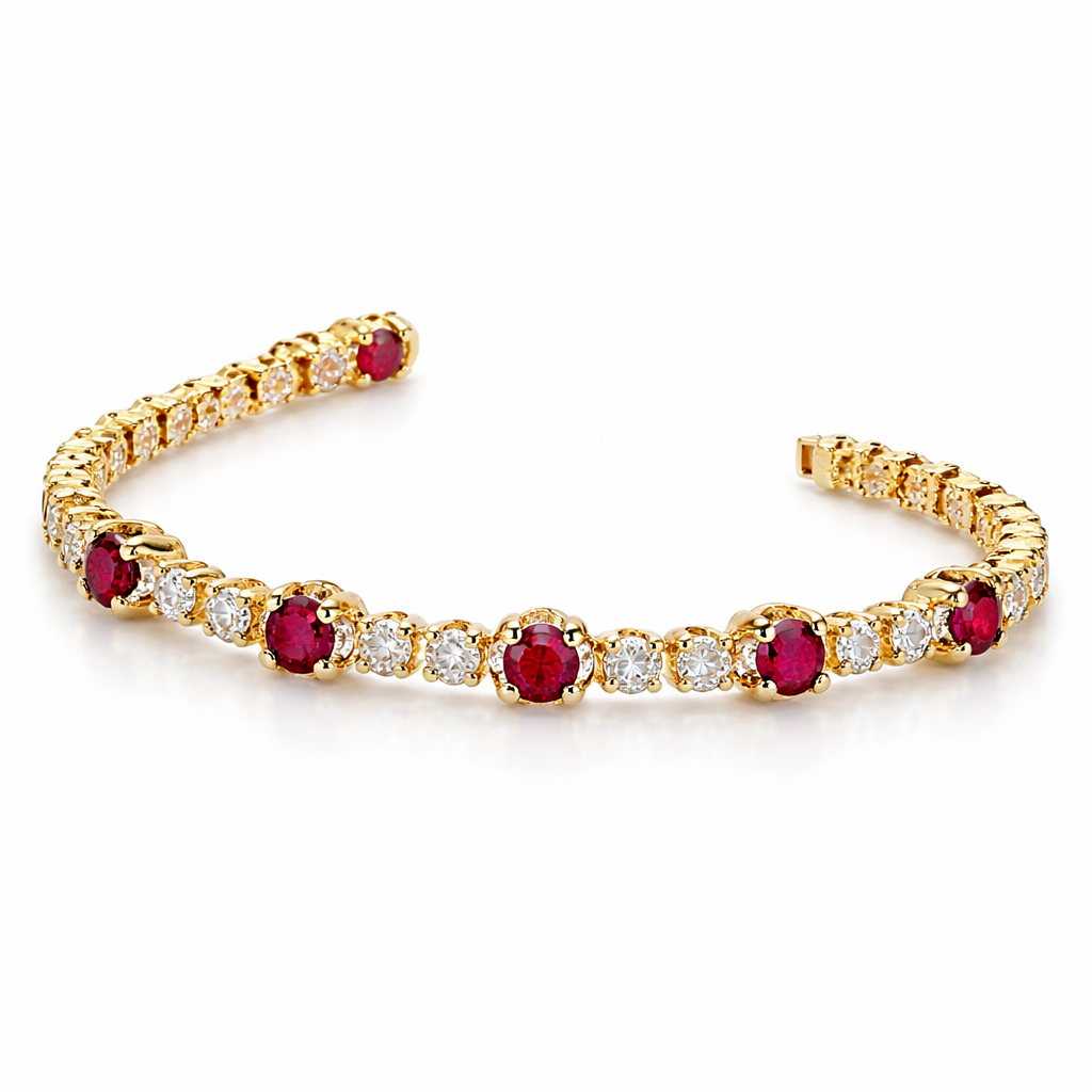 14K Yellow Gold Ruby Bracelet, 2.0ct