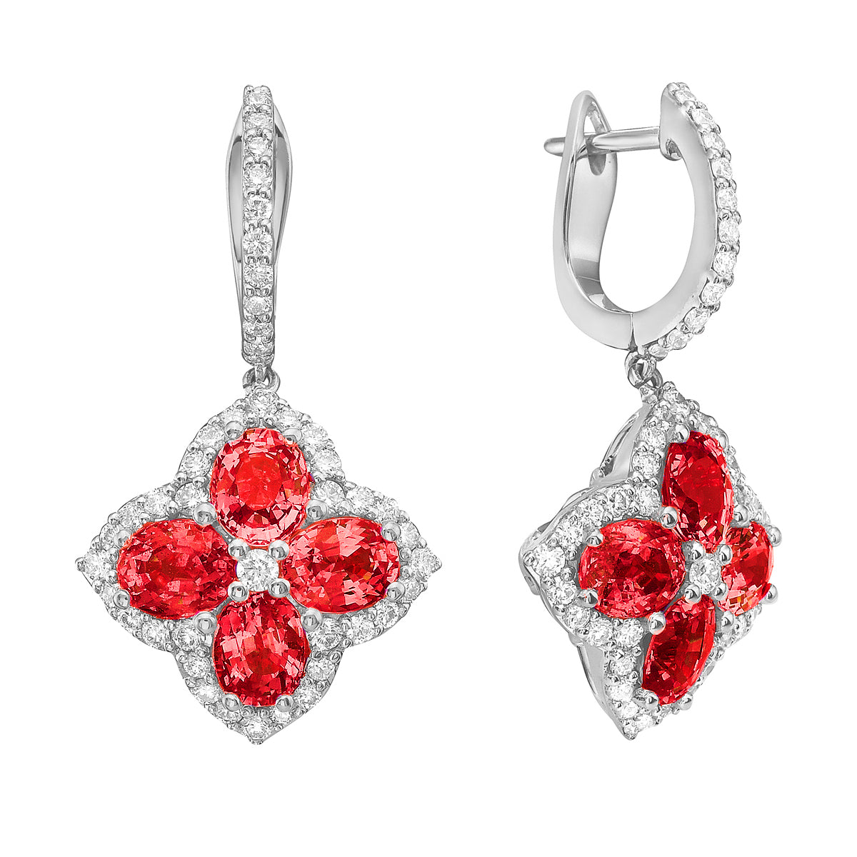 18K Rose Gold Ruby Earrings, 3.5ct
