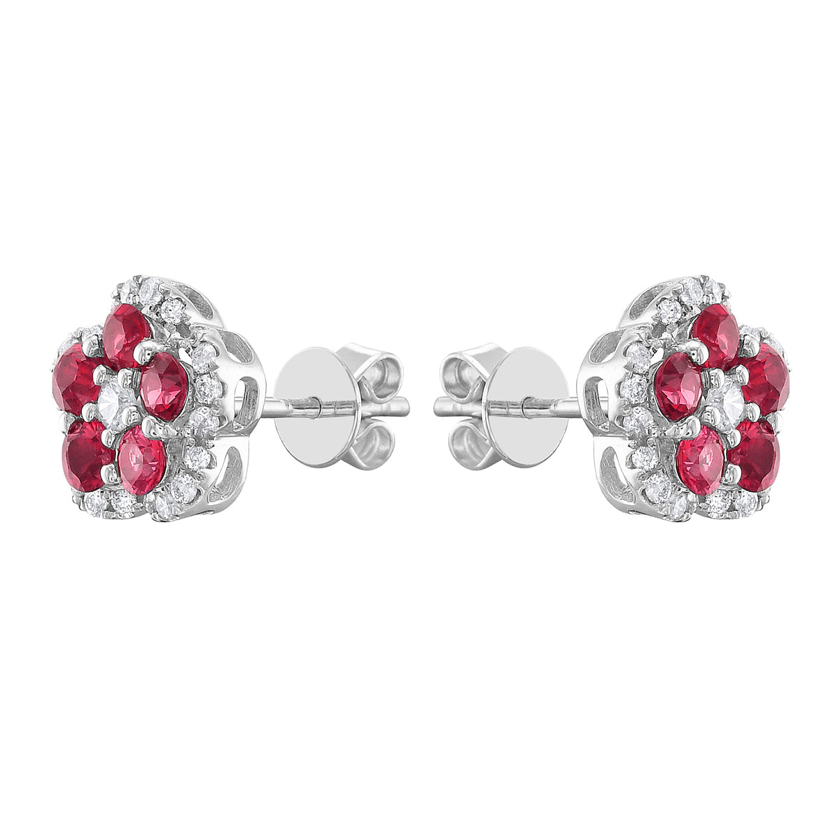 14K White Gold Ruby Earrings, 0.73ct