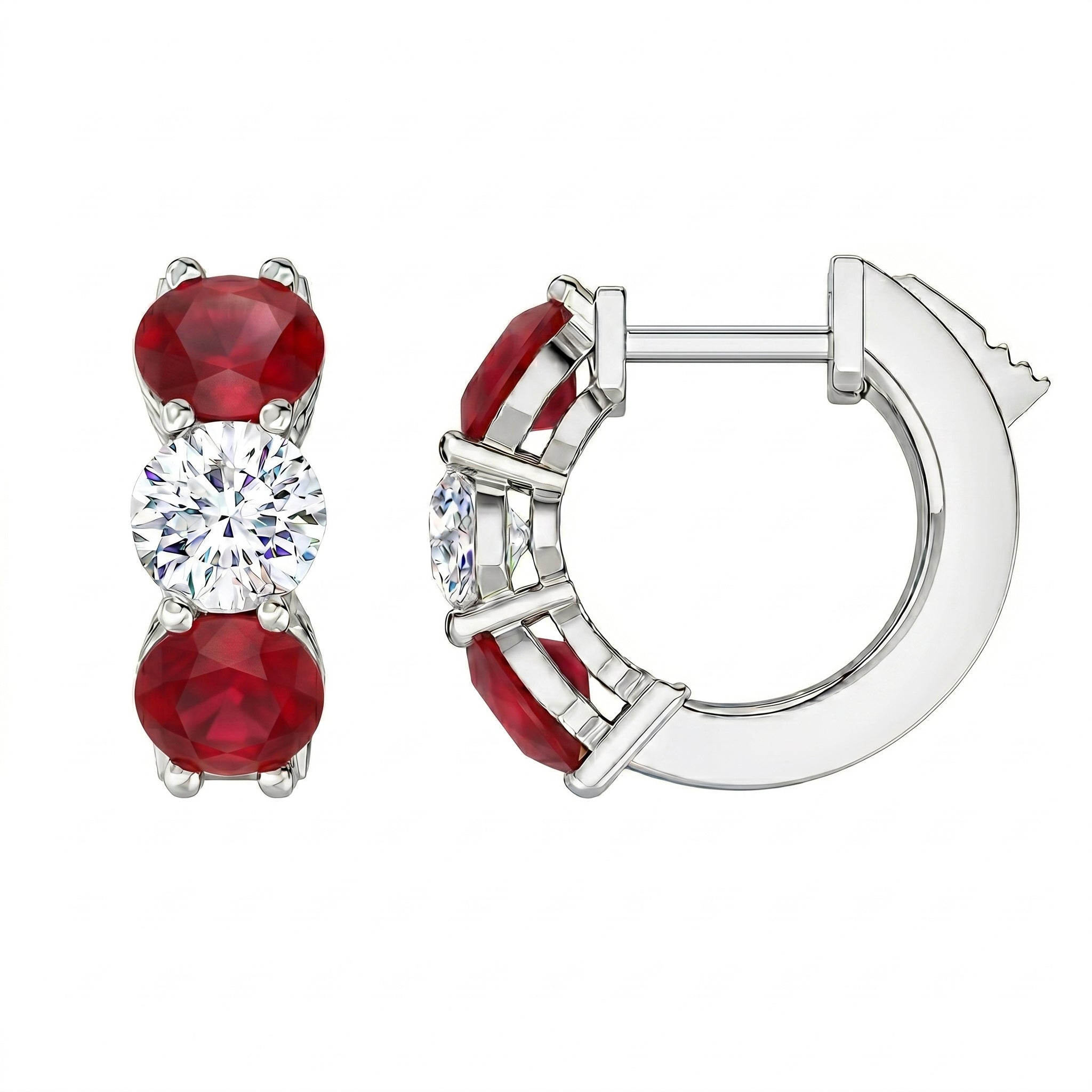 14K White Gold Ruby Earrings, 0.72ct