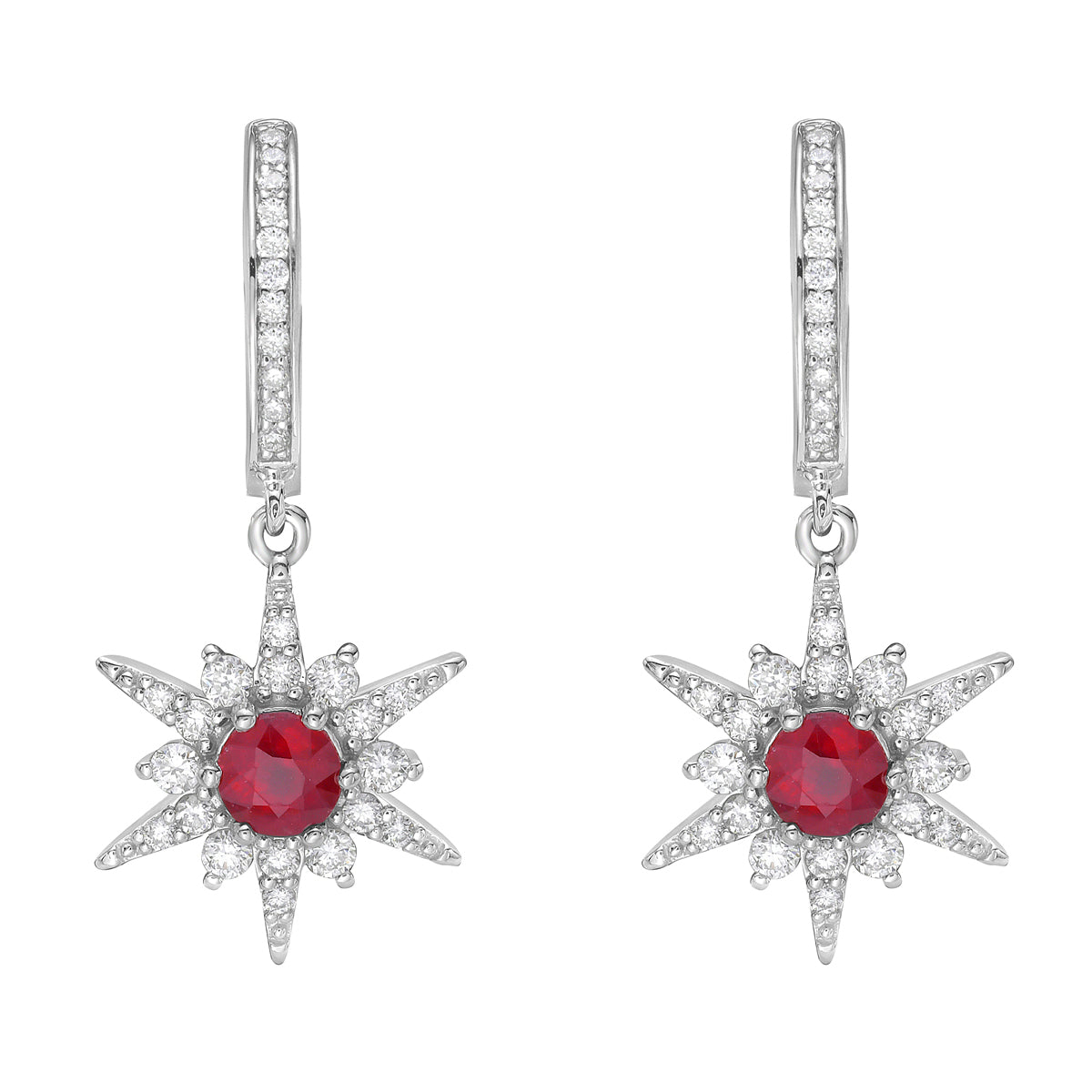 14K White Gold Ruby Earrings, 0.69ct
