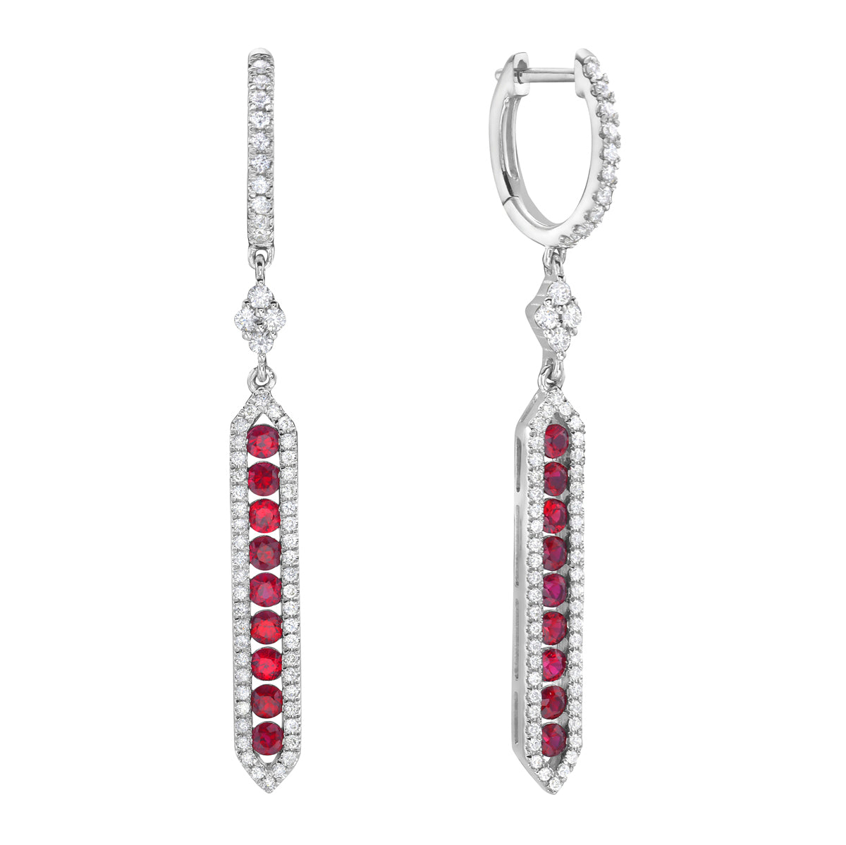 14K White Gold Ruby Earrings, 0.89ct