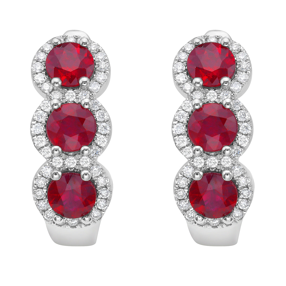 14K White Gold Ruby Earrings, 1.52ct
