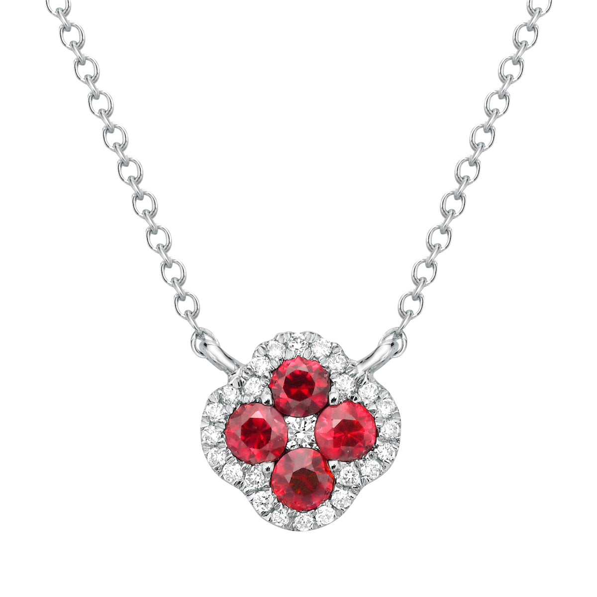 14K White Gold Ruby Pendant, 0.21ct