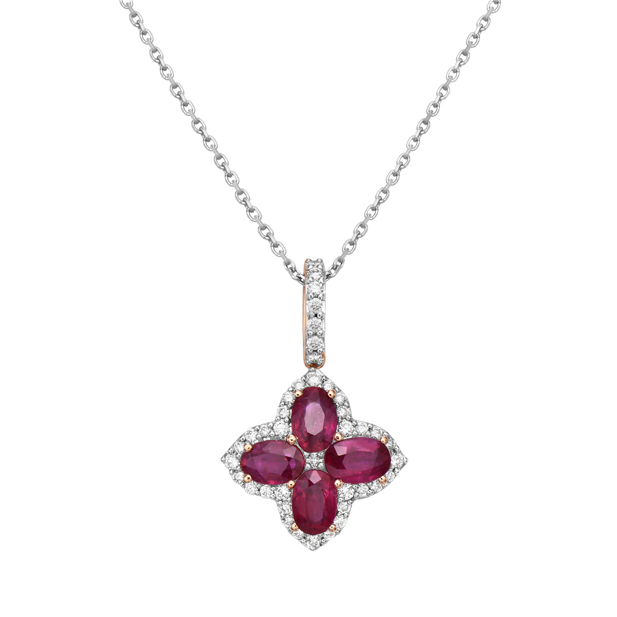 14K Rose Gold Ruby and Diamond Pendant, 2.3ct