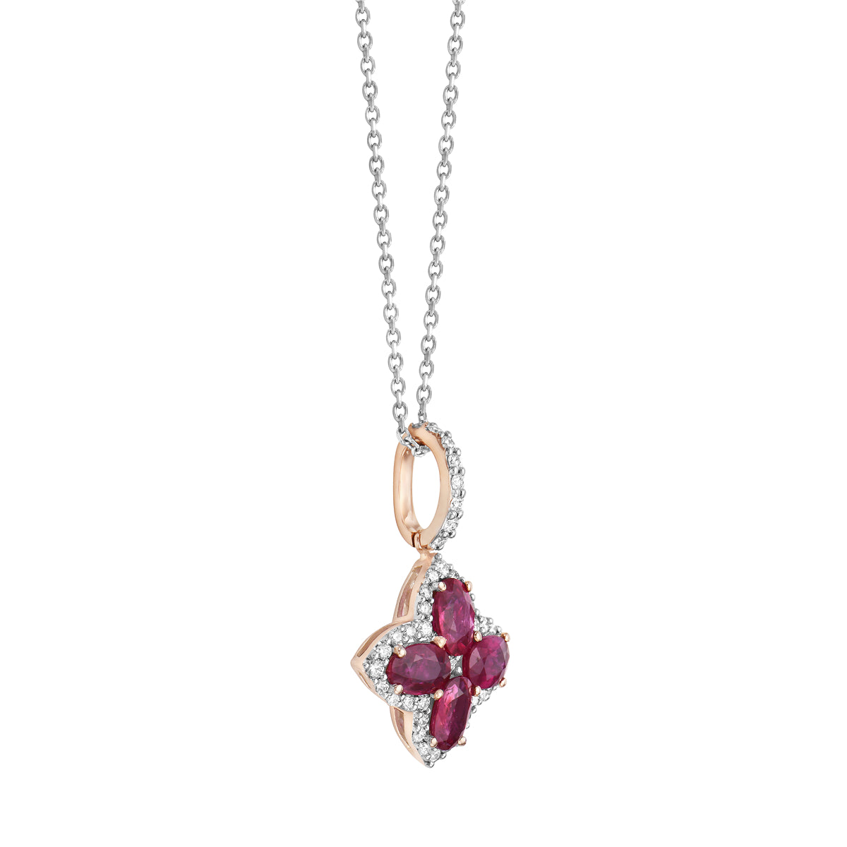 14K Rose Gold Ruby and Diamond Pendant, 2.3ct