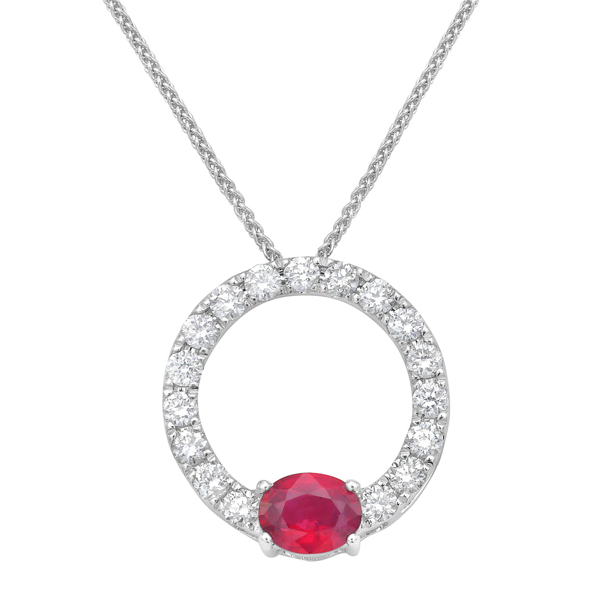 14K White Gold Ruby Pendant, 0.49ct