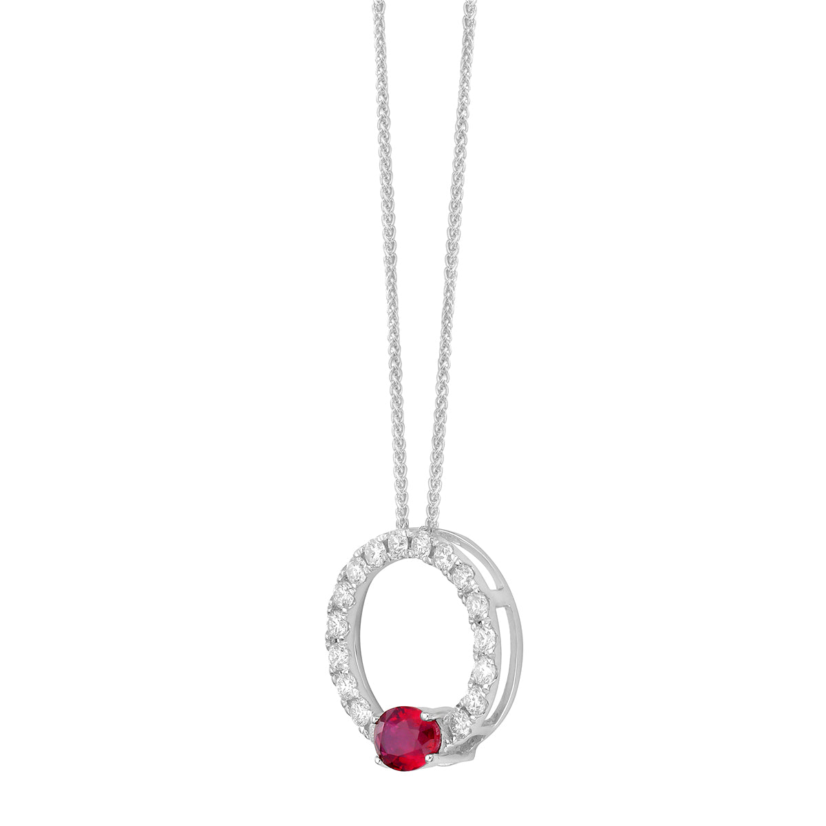 14K White Gold Ruby Pendant, 0.49ct