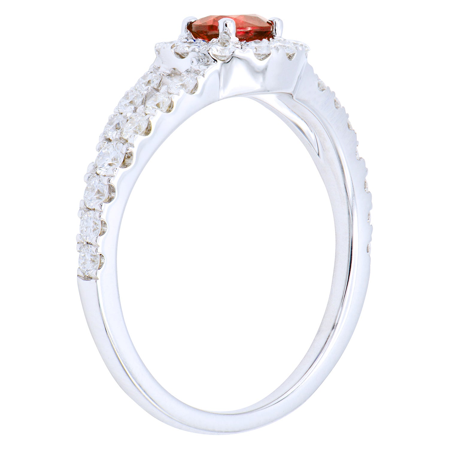 Ruby Split Shank Halo Diamond Ring