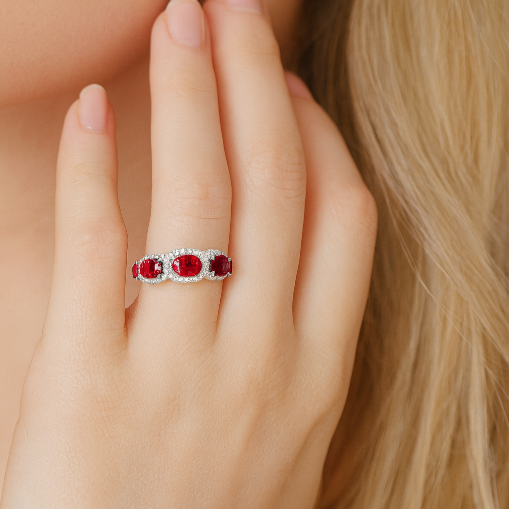 14K White Gold Ruby Ring, 1.8ct