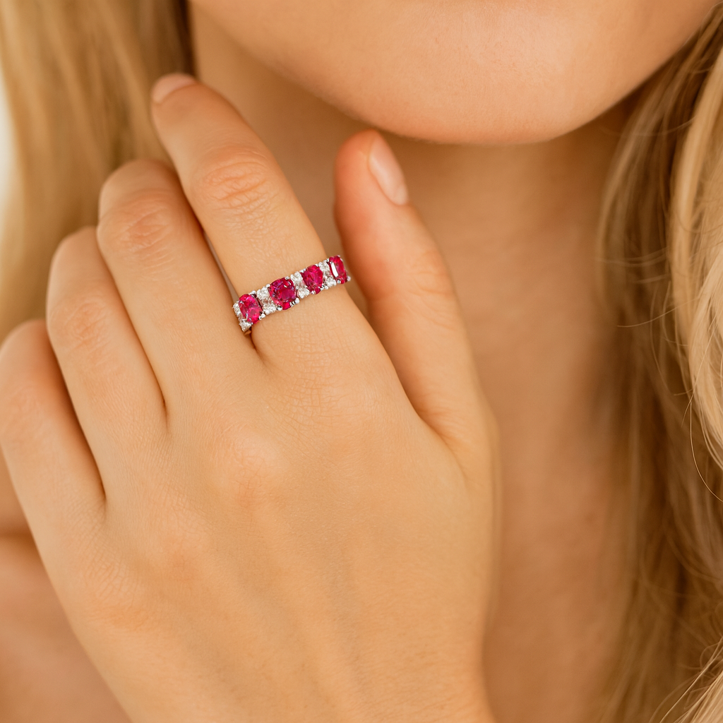 14K White Gold Ruby Diamond Ring, 1.89ct