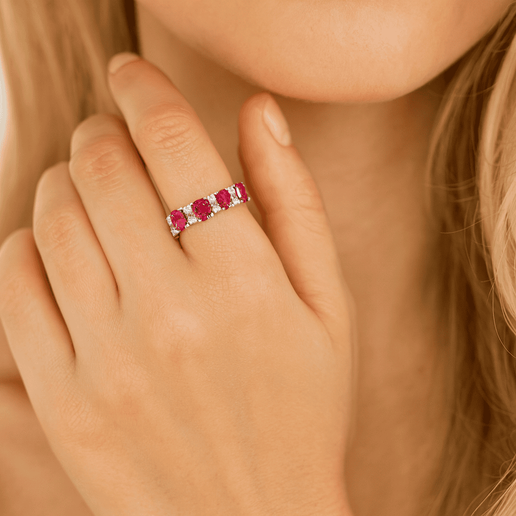 14K White Gold Ruby Diamond Ring, 1.89ct