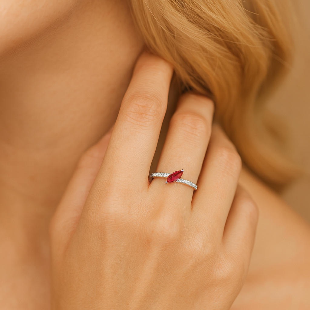 14K White Gold Ruby Ring, 0.16ct