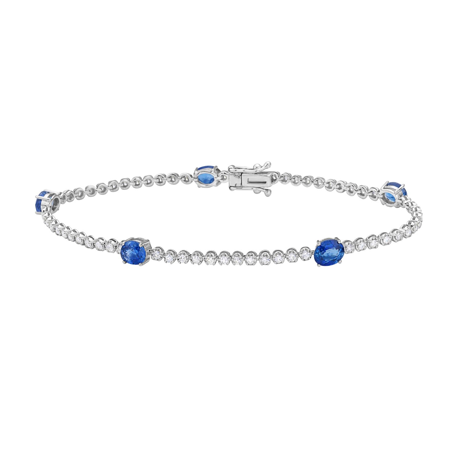 14K White Gold Sapphire and Diamond Bracelet - Main Image