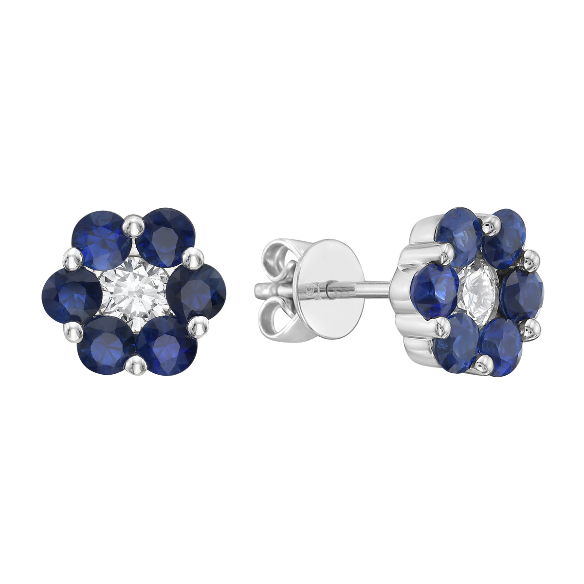 14K White Gold Blue Sapphire Earrings, 0.96ct