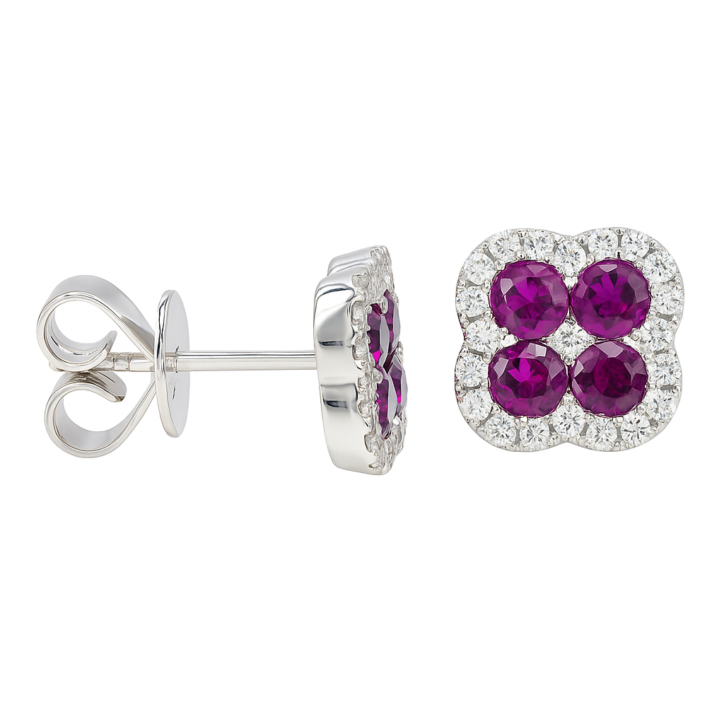 14K White Gold Pink Sapphire Earrings, 0.90ct