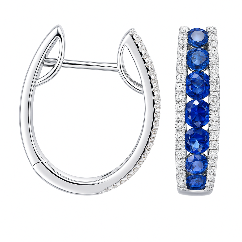 14K White Gold Blue Sapphire Earrings, 1.63ct