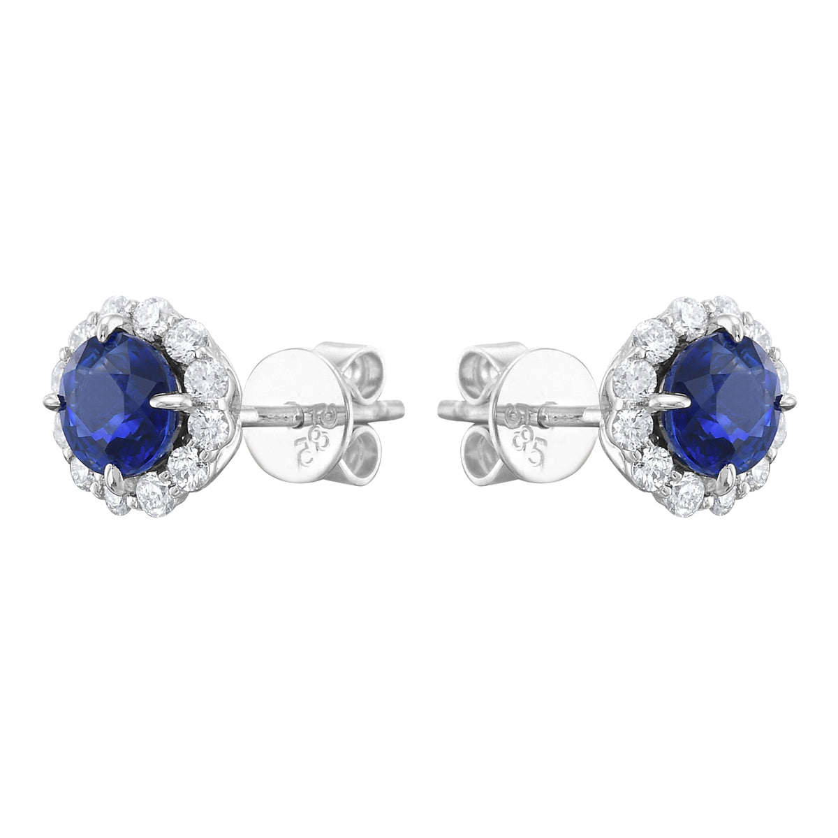 14K White Gold Blue Sapphire Earrings, 1ct