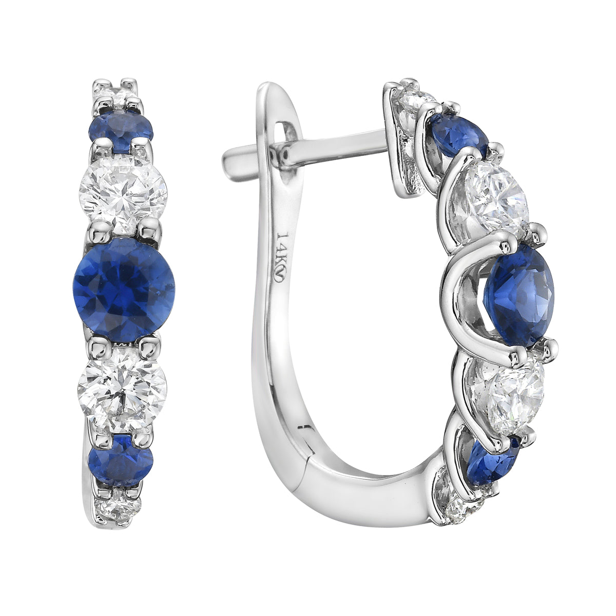 14K White Gold Blue Sapphire Earrings, 2.3g, 0.65ct