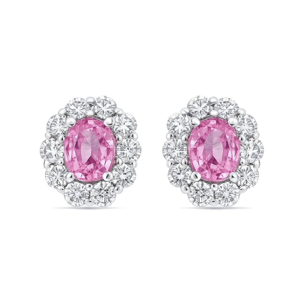14K White Gold Pink Sapphire Earrings, 0.81ct