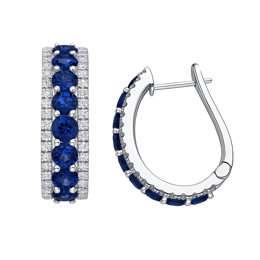 14K White Gold Blue Sapphire Earrings, 6.5g, 2.15ct