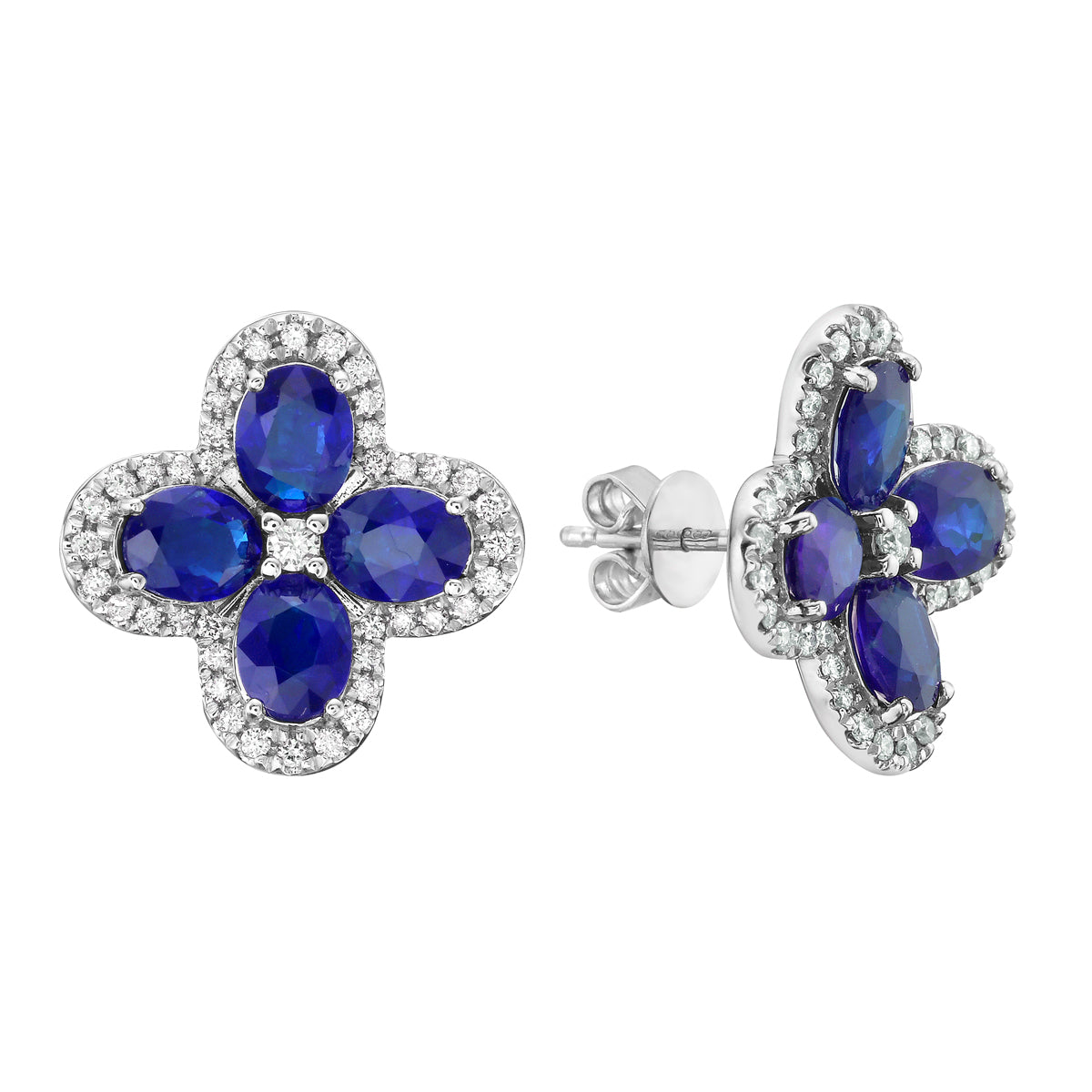14K White Gold Blue Sapphire Earrings, 3.6ct