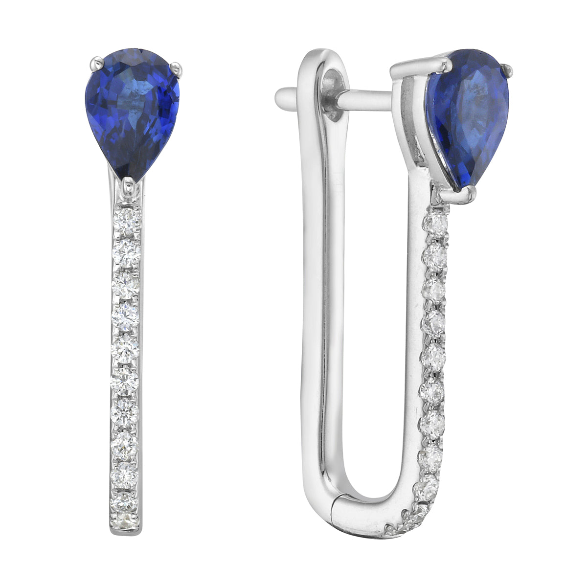 14K White Gold Blue Sapphire Earrings, 1.04ct